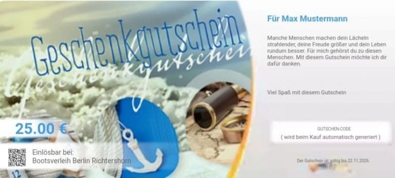 Gutschein Berlin Idee - Bootsverleih Richtershorn 1