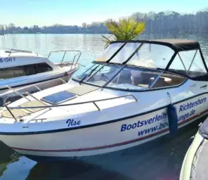 Motorboot Führerscheinpflichtiges Motorboot 90 PS Quicksilver 595 ”Ilse” mieten in Berlin Köpenick Grünau Bild 2
