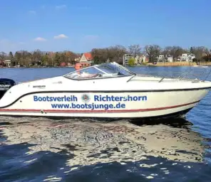 Motorboot Führerscheinpflichtiges Motorboot 90 PS Quicksilver 595 ”Ilse” mieten in Berlin Köpenick Grünau Bild 1