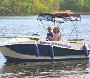 Motorboot Führerscheinfreies Motorboot Quicksilver 455 ”Willi” mieten in Berlin Köpenick Grünau Bild 1