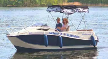 Motorboot Führerscheinfreies Motorboot Quicksilver 455 ”Willi” mieten in Berlin Köpenick Grünau mieten