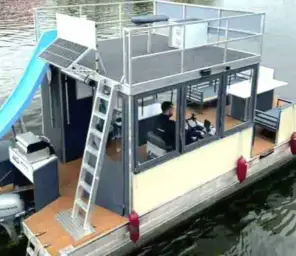 Floss Partyboot mieten Berlin Köpenick 15 PS ohne Führerschein mit WC 18 Pers Bild 2